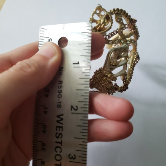 Gold Chain Skull Snake Shelf Cuff Bangle Bracelet - Picture 10 of 10